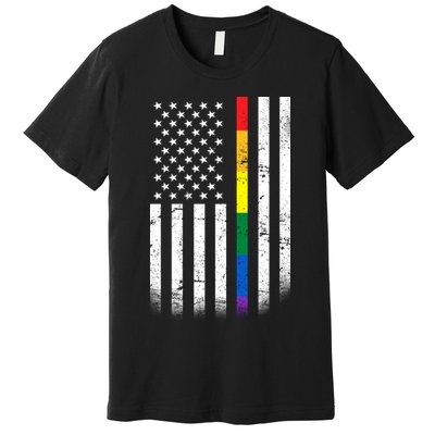 Thin Rainbow Line LGBT Gay Pride Flag Premium T-Shirt