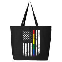 Thin Rainbow Line LGBT Gay Pride Flag 25L Jumbo Tote