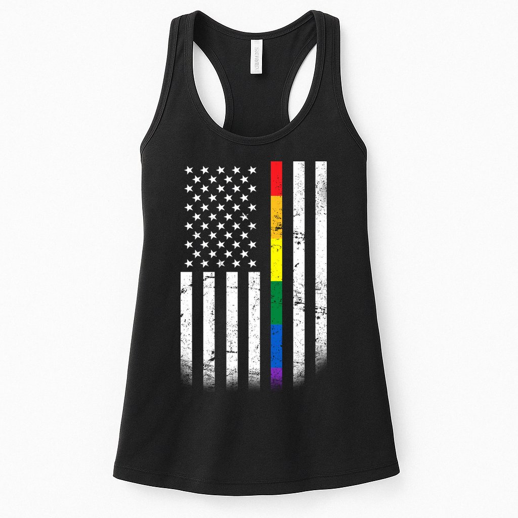 Thin Rainbow Line LGBT Gay Pride Flag Womens Tank Top