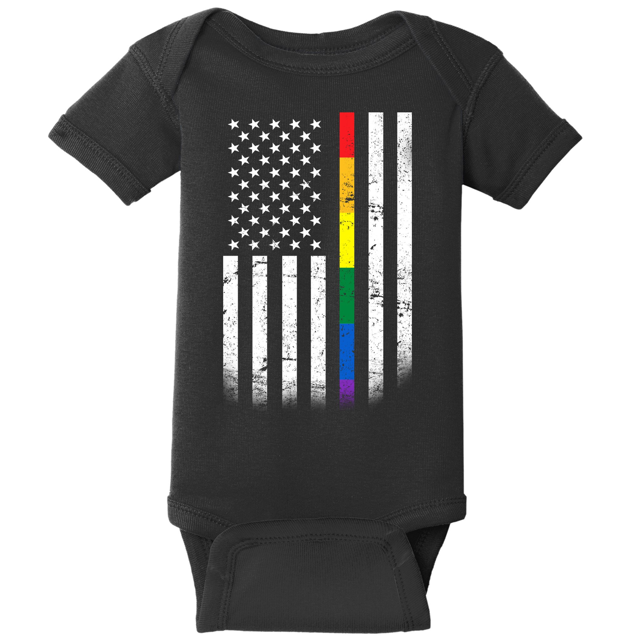 Thin Rainbow Line LGBT Gay Pride Flag Baby Bodysuit