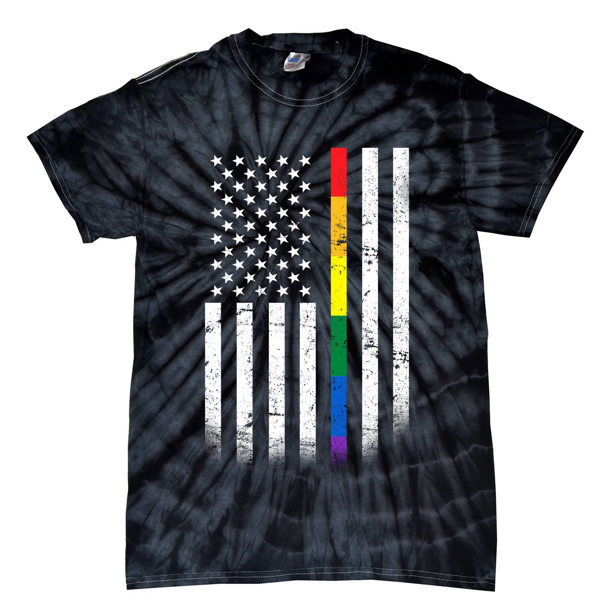 Thin Rainbow Line LGBT Gay Pride Flag Tie-Dye T-Shirt