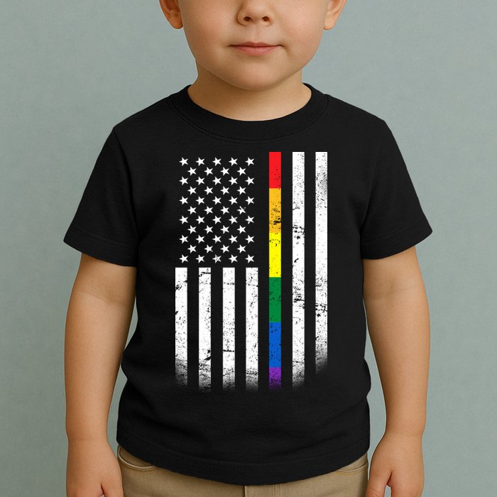 Thin Rainbow Line LGBT Gay Pride Flag Toddler T-Shirt