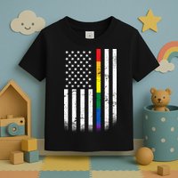 Thin Rainbow Line LGBT Gay Pride Flag Toddler T-Shirt