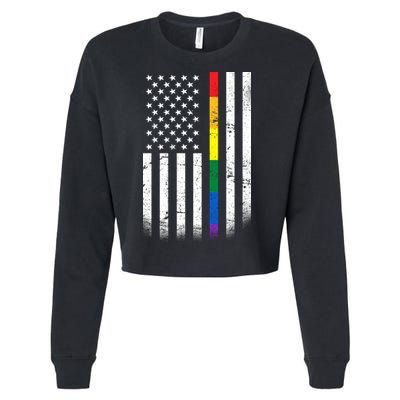 Thin Rainbow Line LGBT Gay Pride Flag Cropped Pullover Crew
