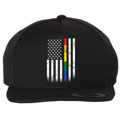 Thin Rainbow Line LGBT Gay Pride Flag Wool Snapback Cap