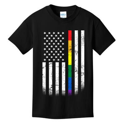 Thin Rainbow Line LGBT Gay Pride Flag Kids T-Shirt