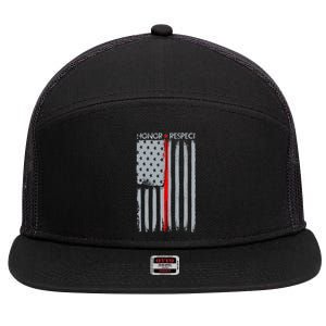 Thin Red Line American Flag 7 Panel Mesh Trucker Snapback Hat