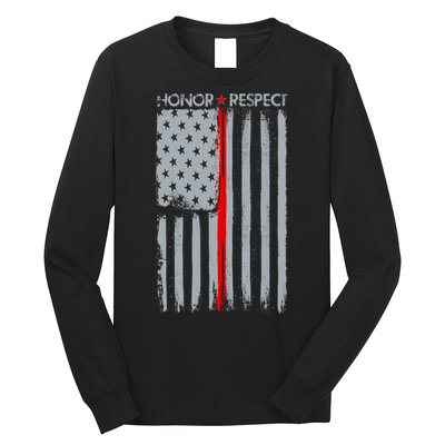 Thin Red Line American Flag Long Sleeve Shirt