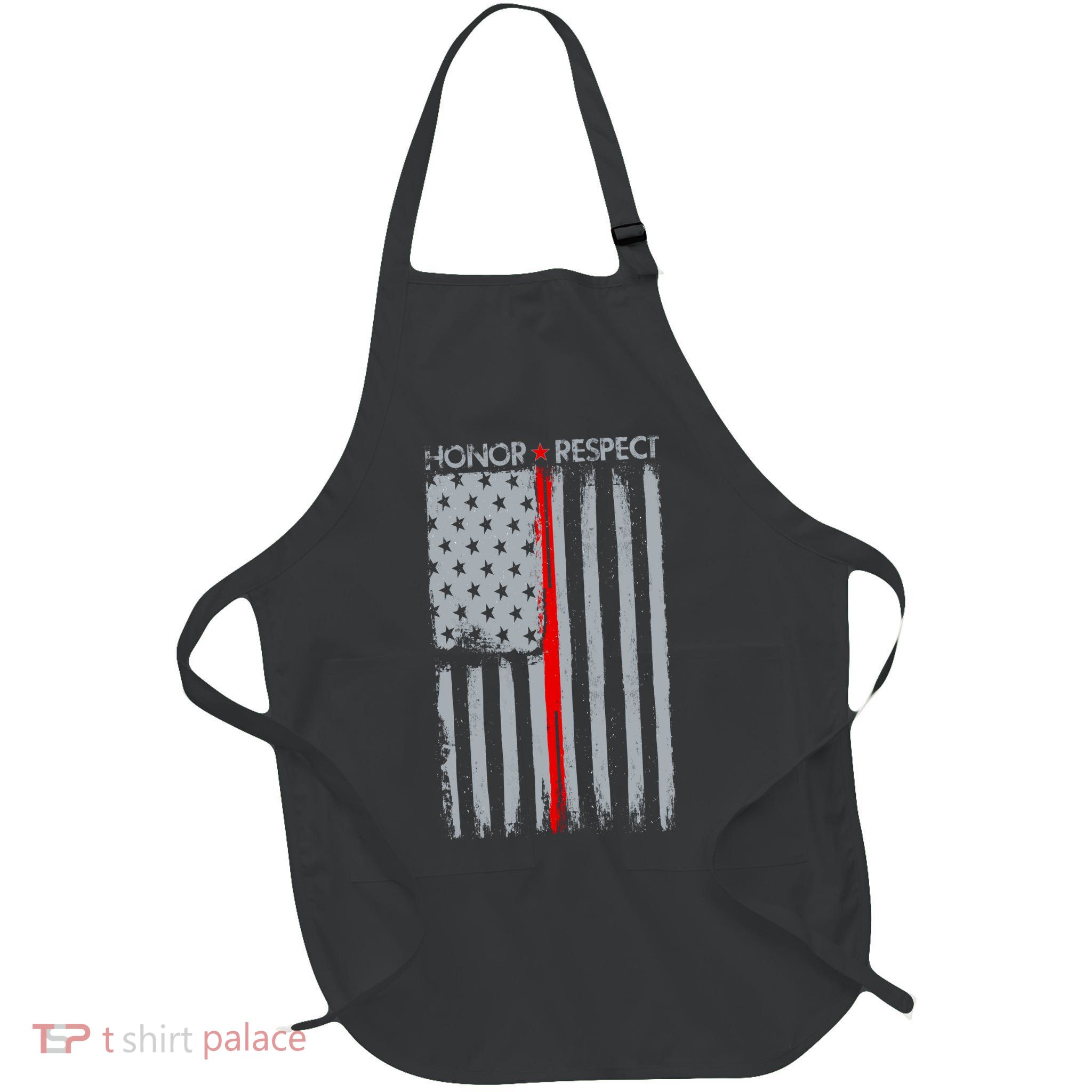 Thin Red Line American Flag Full-Length Apron With Pockets