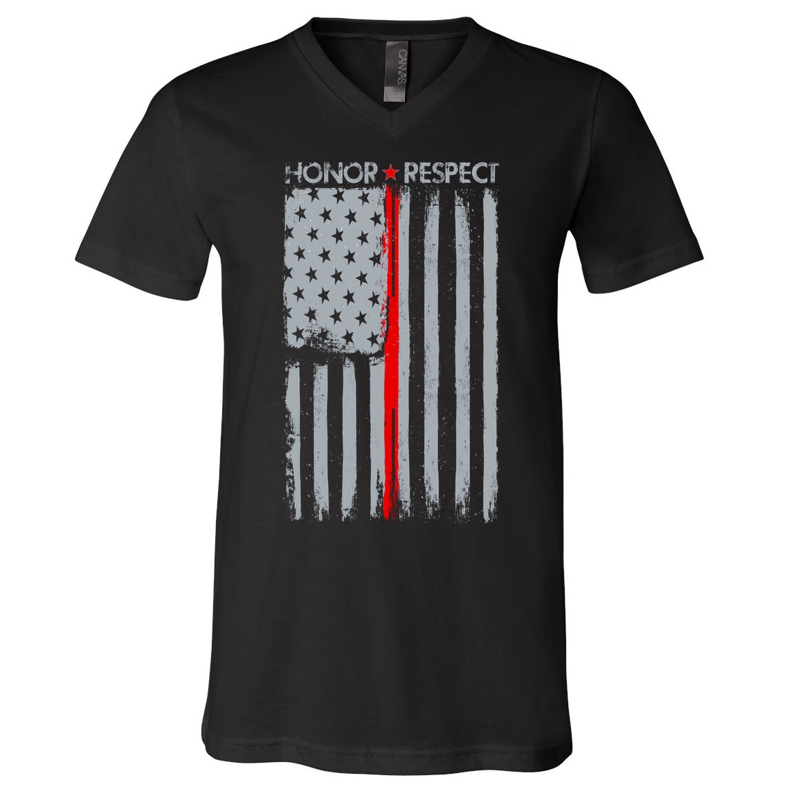 Thin Red Line American Flag V-Neck T-Shirt