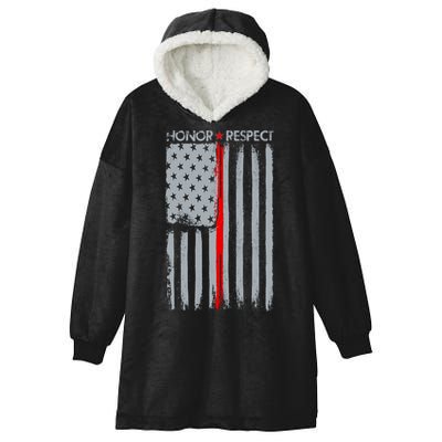 Thin Red Line American Flag Hooded Wearable Blanket
