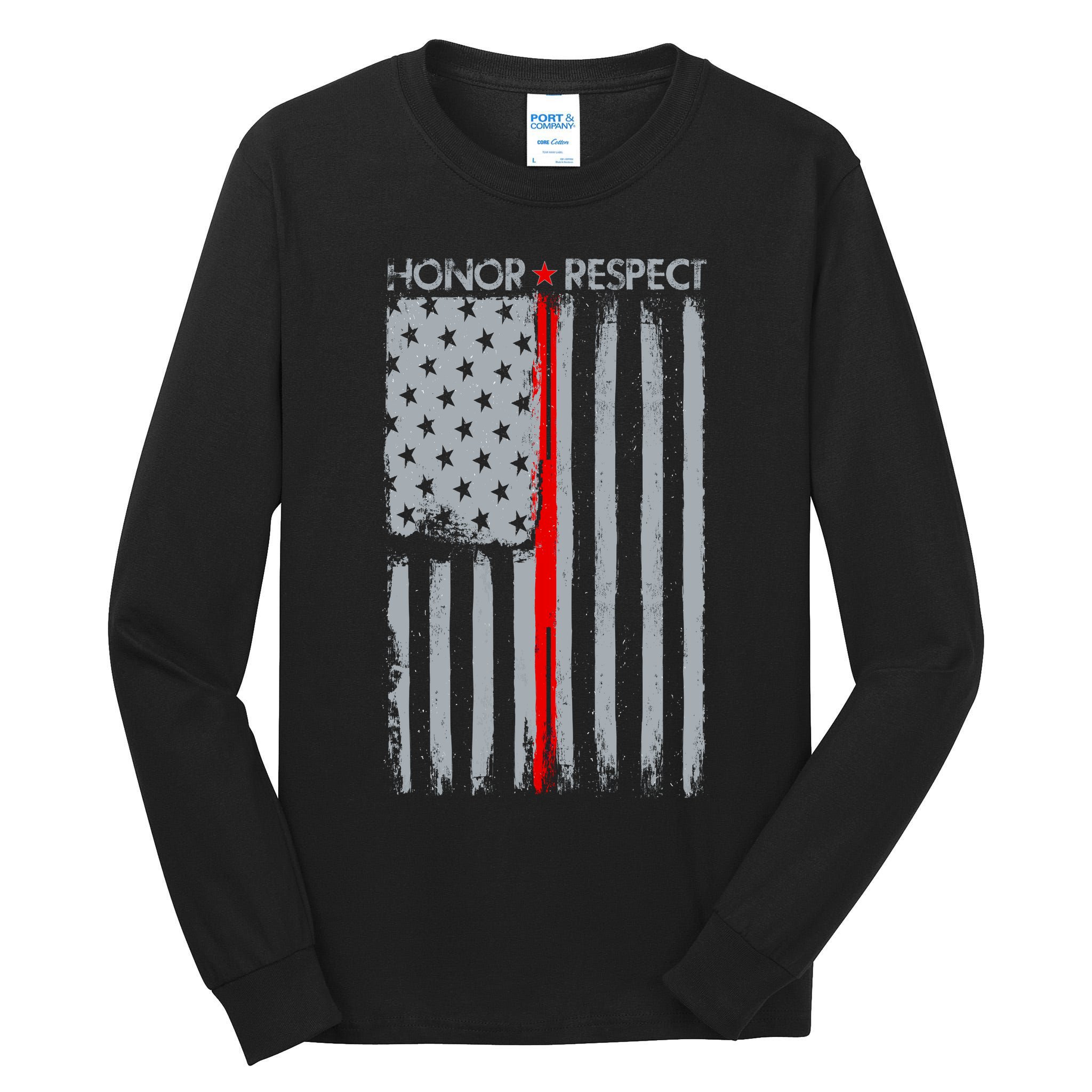 Thin Red Line American Flag Tall Long Sleeve T-Shirt