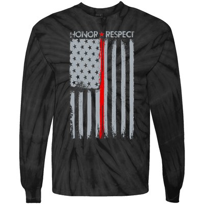 Thin Red Line American Flag Tie-Dye Long Sleeve Shirt
