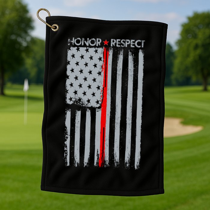 Thin Red Line American Flag Golf Towel