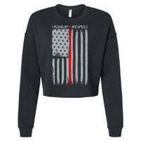 Thin Red Line American Flag Cropped Pullover Crew