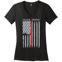 Thin Red Line American Flag Women's V-Neck T-Shirt