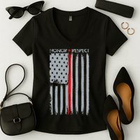 Thin Red Line American Flag Women's V-Neck T-Shirt