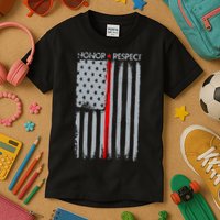 Thin Red Line American Flag Kids T-Shirt