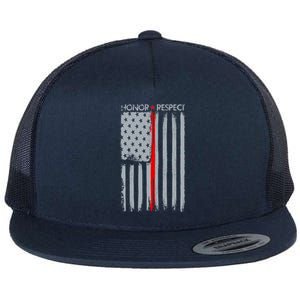 Thin Red Line American Flag Flat Bill Trucker Hat