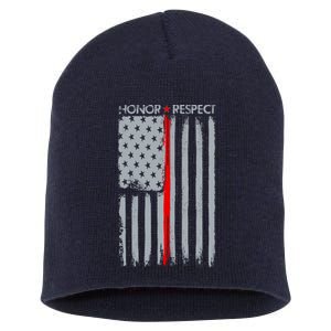 Thin Red Line American Flag Short Acrylic Beanie