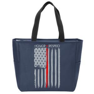 Thin Red Line American Flag Zip Tote Bag