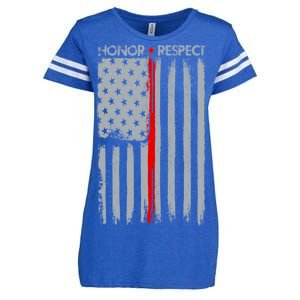 Thin Red Line American Flag Enza Ladies Jersey Football T-Shirt