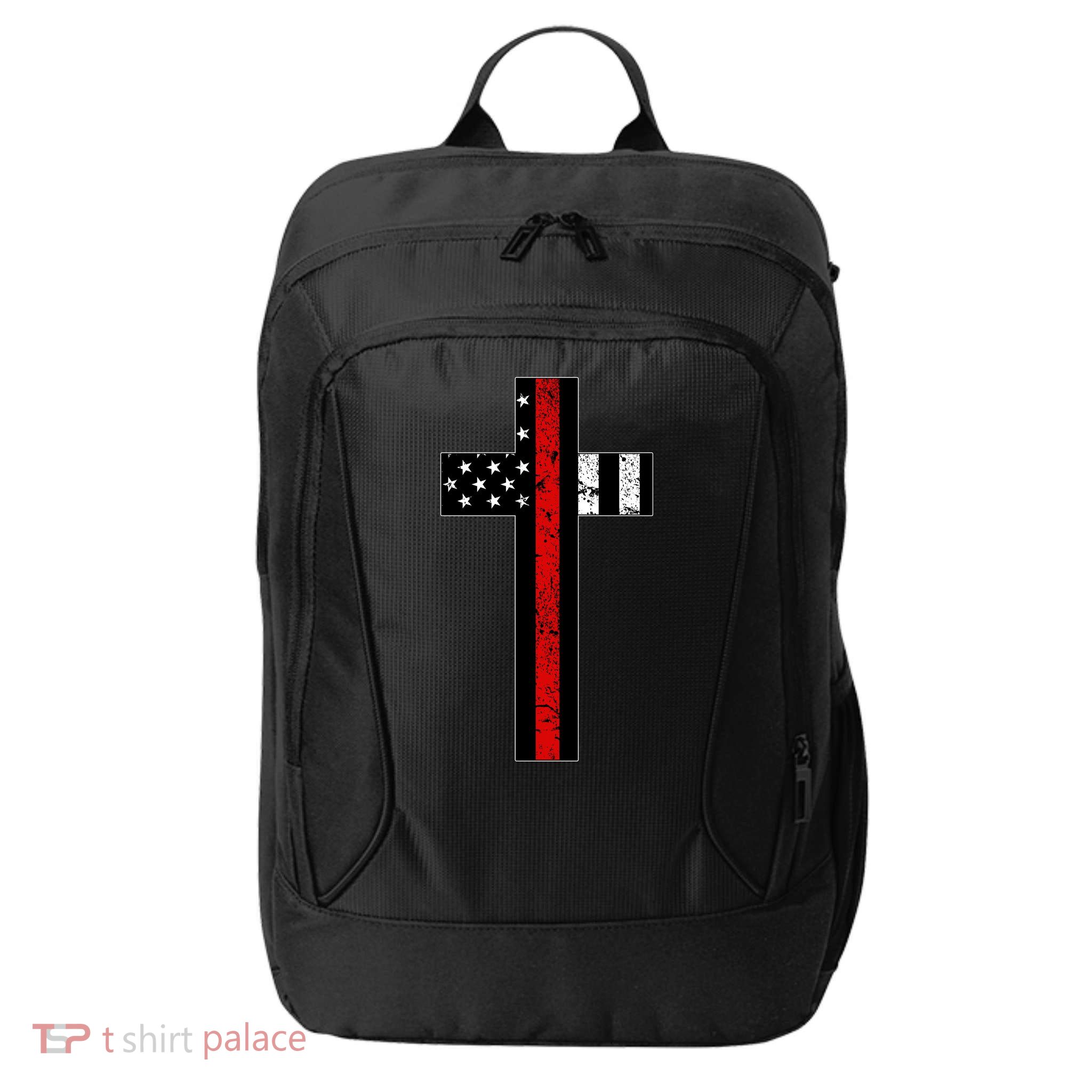 Thin Red Line Cross Firefighter City Backpack