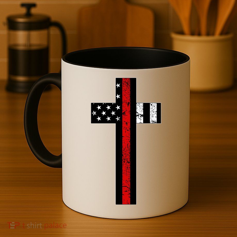 Thin Red Line Cross Firefighter Mug