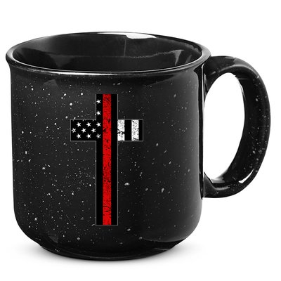 Thin Red Line Cross Firefighter 15oz Campfire Ceramic Mug