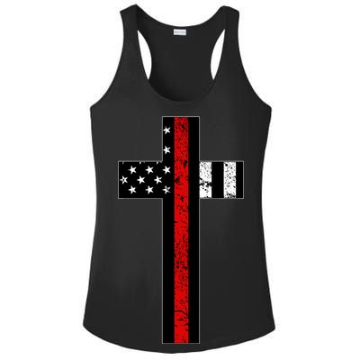 Thin Red Line Cross Firefighter Ladies PosiCharge Competitor Racerback Tank