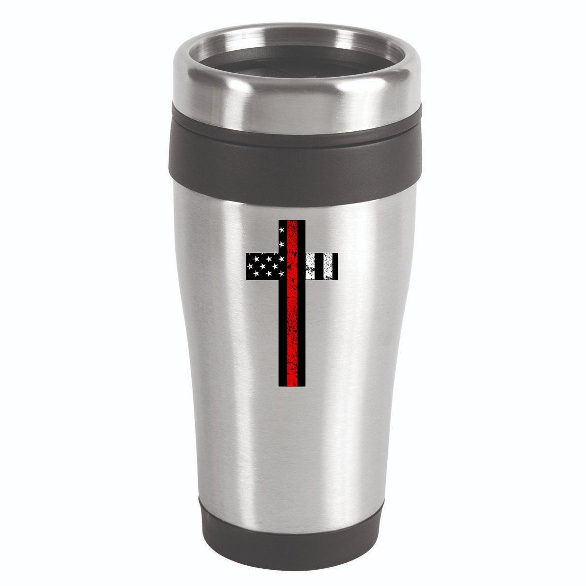 Thin Red Line Cross Firefighter 16oz Travel Tumbler
