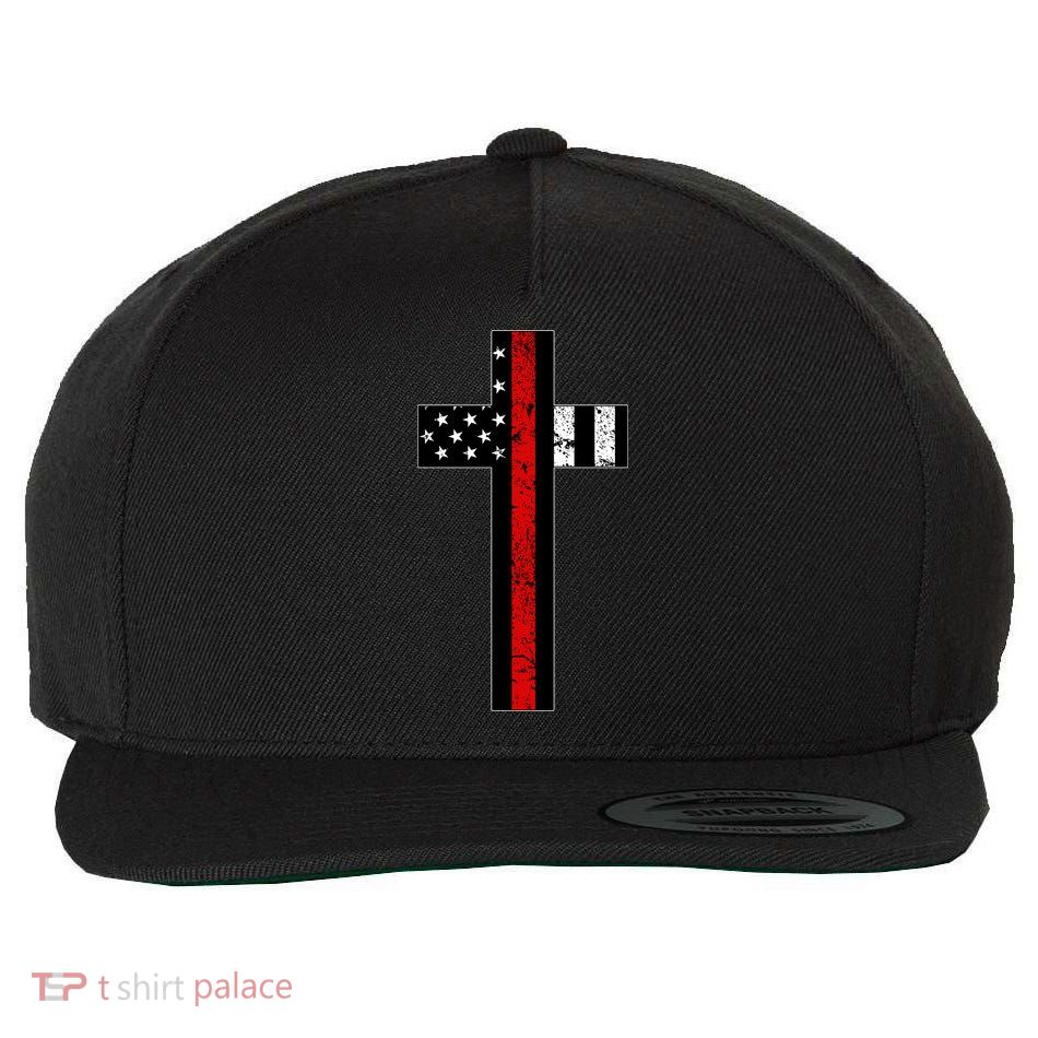 Thin Red Line Cross Firefighter Wool Snapback Cap