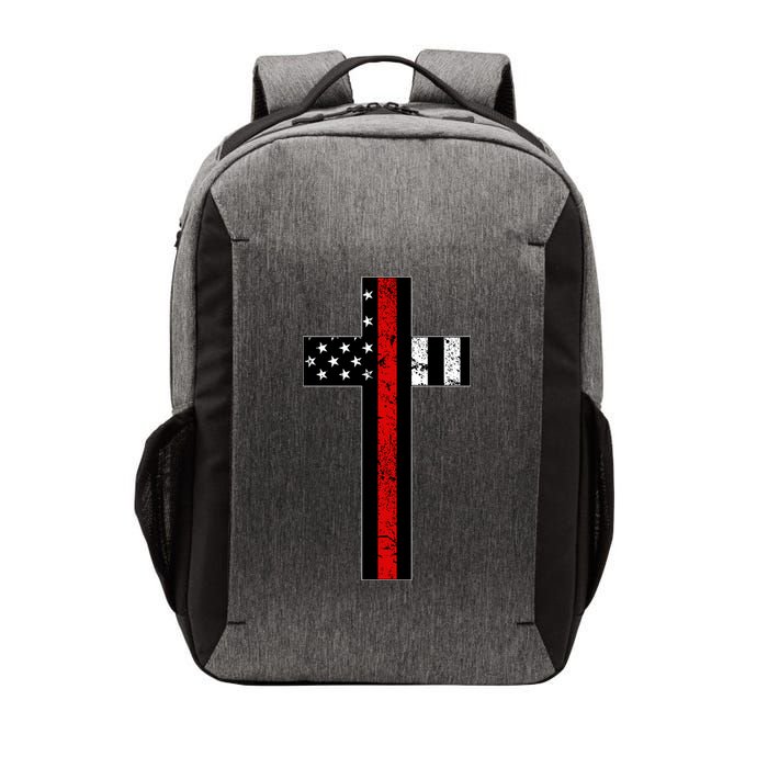Thin Red Line Cross Firefighter Vector Backpack