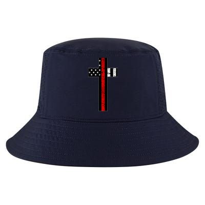 Thin Red Line Cross Firefighter Cool Comfort Performance Bucket Hat