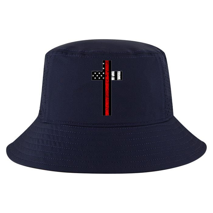 Thin Red Line Cross Firefighter Cool Comfort Performance Bucket Hat