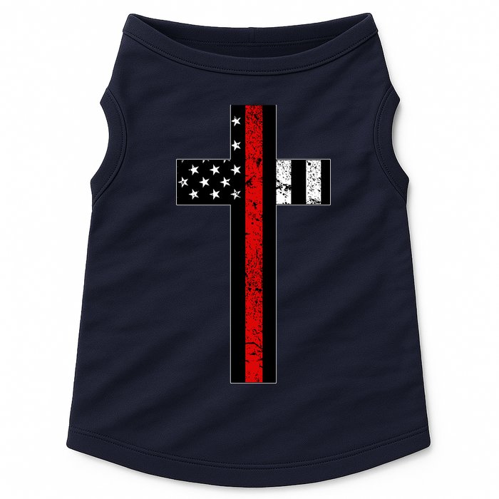 Thin Red Line Cross Firefighter Doggie Tank