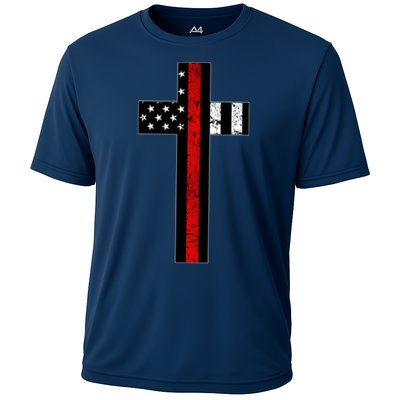Thin Red Line Cross Firefighter Performance Shirt