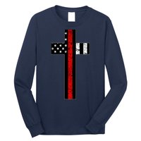 Thin Red Line Cross Firefighter Long Sleeve Shirt