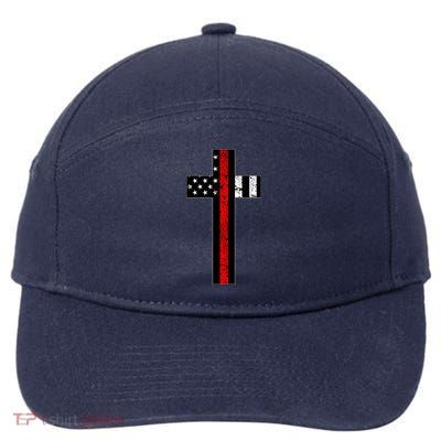 Thin Red Line Cross Firefighter 7-Panel Snapback Hat