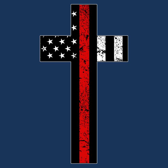 Thin Red Line Cross Firefighter Drawstring Bag