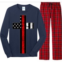 Thin Red Line Cross Firefighter Long Sleeve Pajama Set