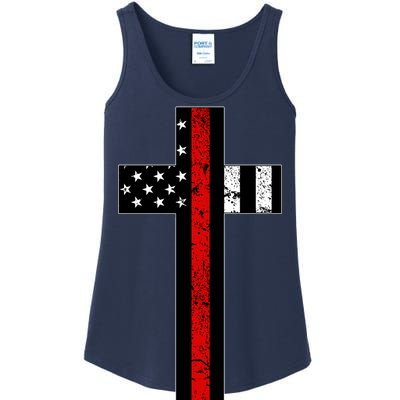 Thin Red Line Cross Firefighter Ladies Essential Tank