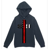 Thin Red Line Cross Firefighter Urban Pullover Hoodie