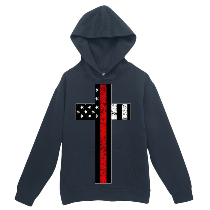 Thin Red Line Cross Firefighter Urban Pullover Hoodie