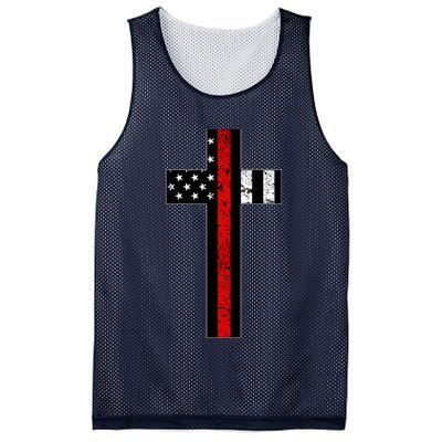 Thin Red Line Cross Firefighter Mesh Reversible Basketball Jersey Tank