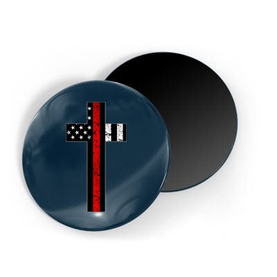 Thin Red Line Cross Firefighter Magnet