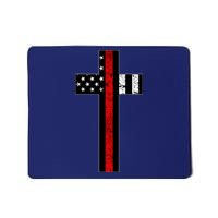 Thin Red Line Cross Firefighter Mousepad