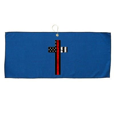 Thin Red Line Cross Firefighter Large Microfiber Waffle Golf Towel