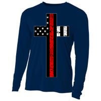 Thin Red Line Cross Firefighter Cooling Performance Long Sleeve Crew