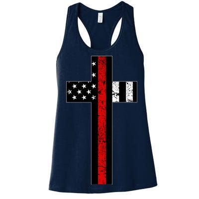 Thin Red Line Cross Firefighter Women's Racerback Tank